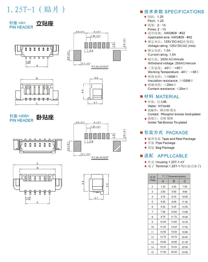 連接器技術參數(shù)